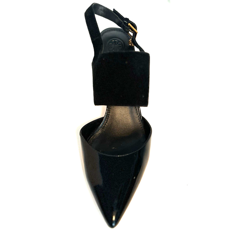 TORY BURCH ASHTON BLACK SUEDE/PATENT LEATHER PUMPS, SZ 9M, EXCELLENT CONDITION - Picture 8 of 14